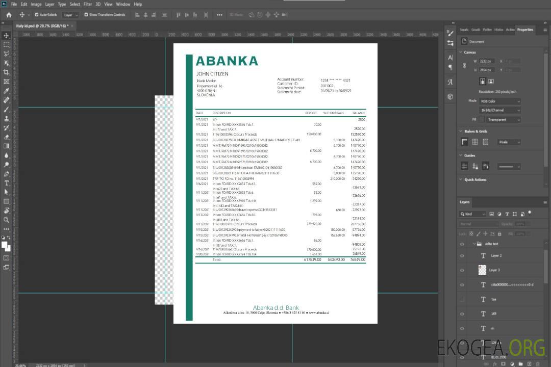 Slovénie Abanka d.d. exceler pdf template